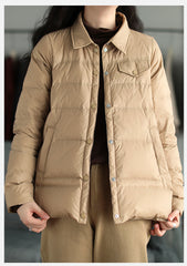 Lapel Solid Loose Down Coat