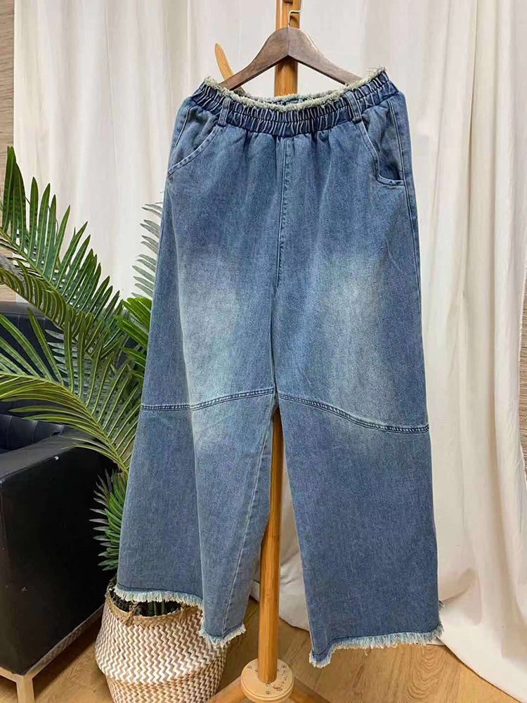 Retro Elastic Waist Loose Jeans