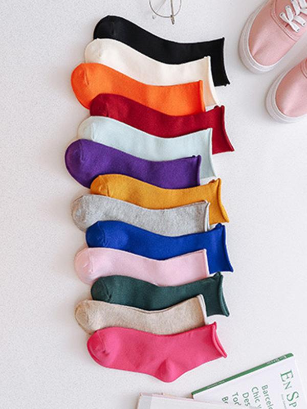 Solid Color Rolled Socks