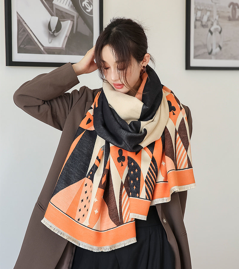 Retro Printed Reversible Warmer Scarf&Shawls