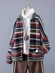 Vintage Striped Loose Cardigan Outwear