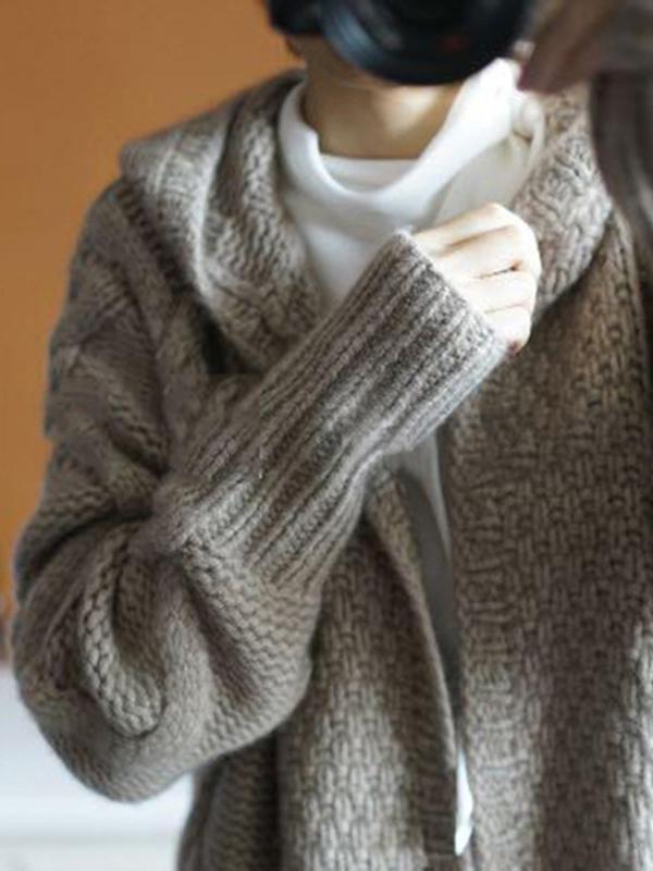 Casual Twist Wool Knitting Sweater Coat