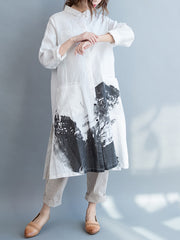 Women Loose Collar Solid Color Casual Shirt