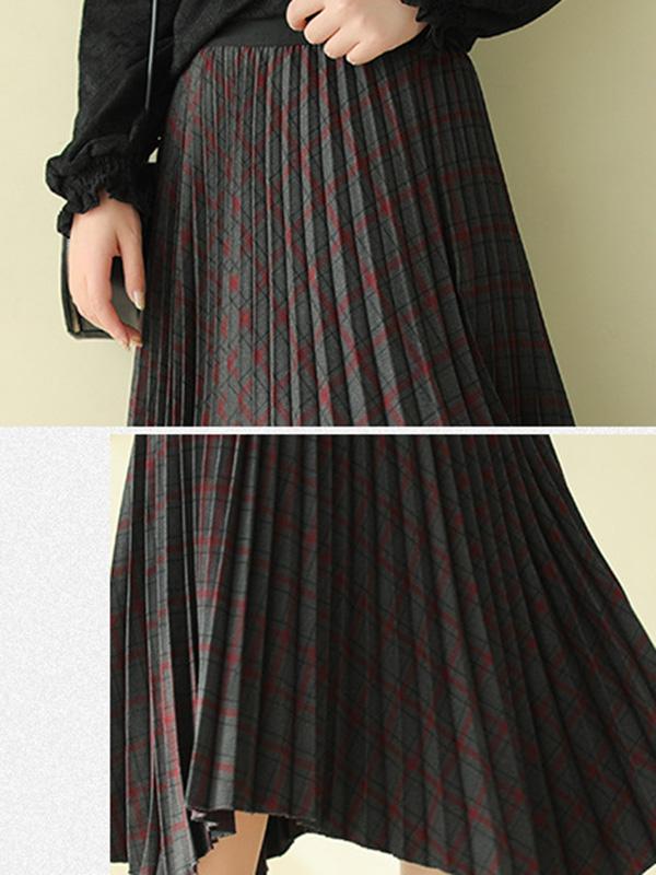 Vintage Cropped Plaid Pleated Skirt