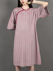 Original Vintage Striped Split-side Dress