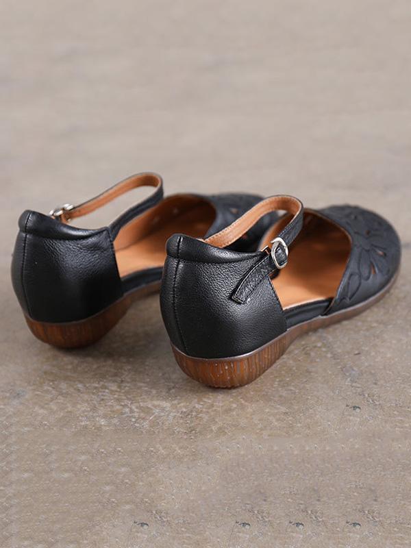 Original Solid Hollow Applique Sandals