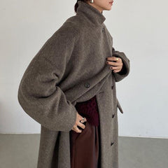 Solid Color Woolen Coat Jacket