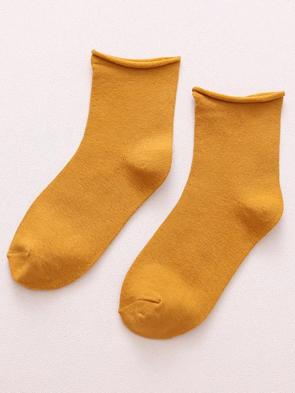 Solid Color Rolled Socks