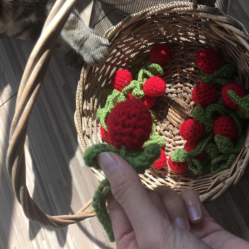 Hand Crocheted Strawberry Wool Ornaments