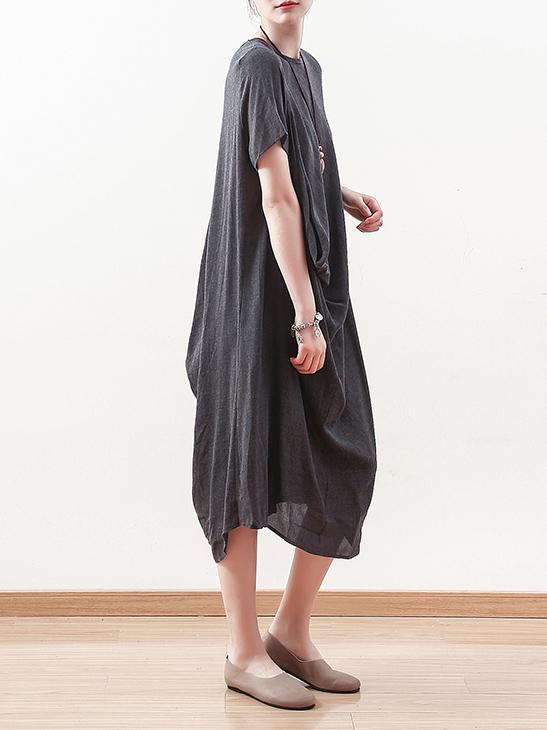 Summer Asymmetric Round-neck Dress