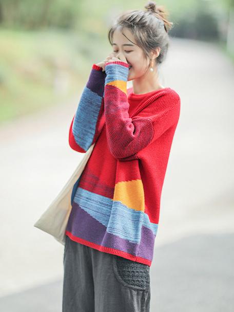 Colorful Split-joint Sweater