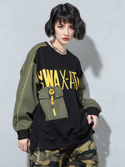 Loose Letter Printed Round Neck Sweatshirt