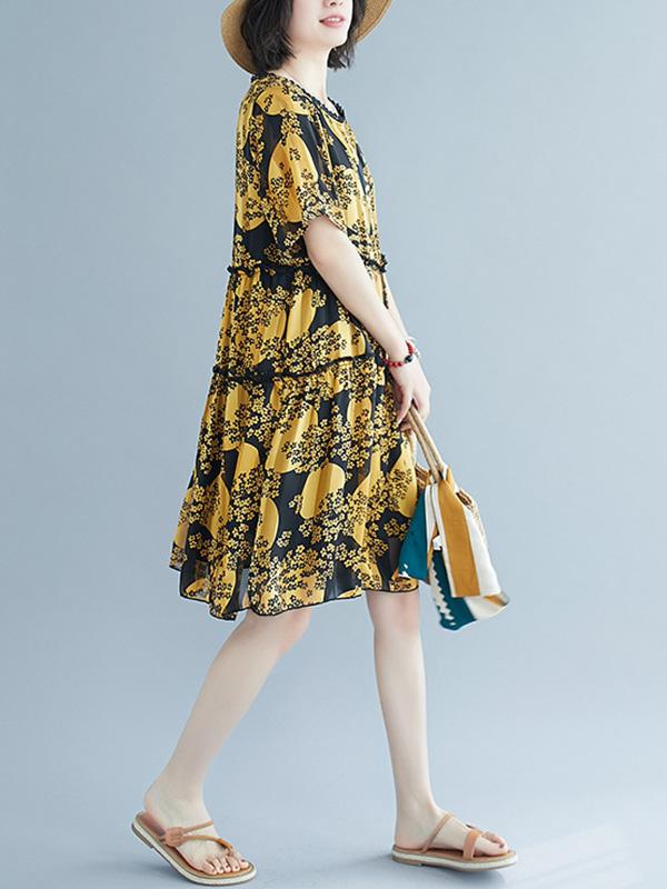 Loose Print Chiffon Dress