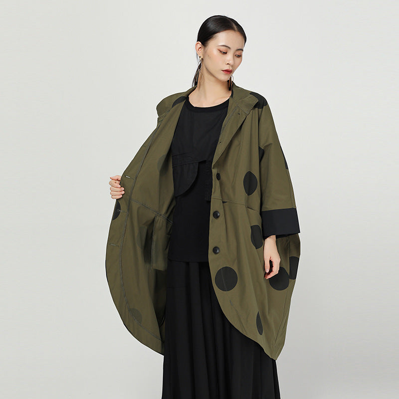 Retro Polka Dot Cloak Irregular Outwear