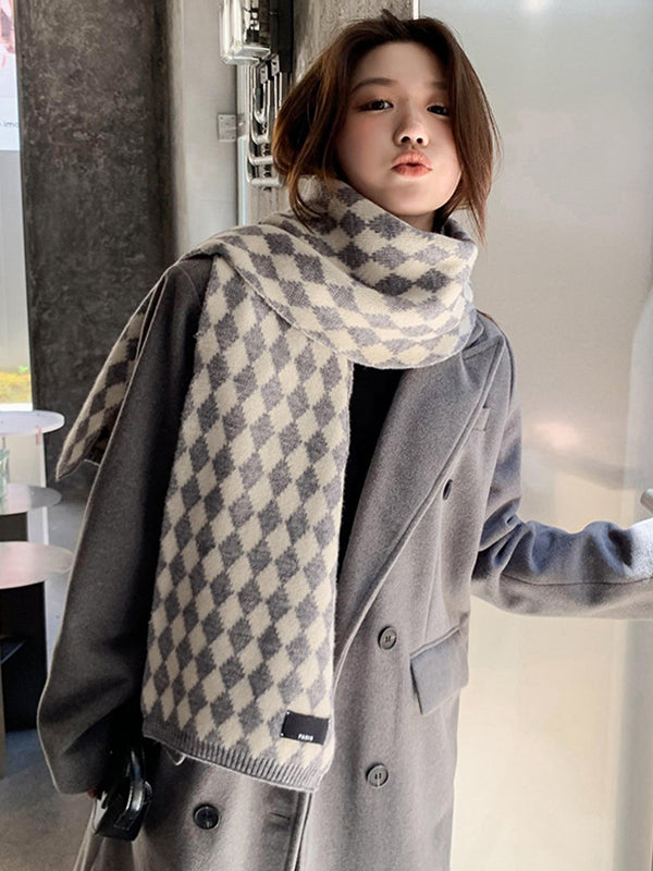 Casual And Simple Diamond Checked Scarf