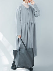 Loose Solid Round-Neck Coat Outwear