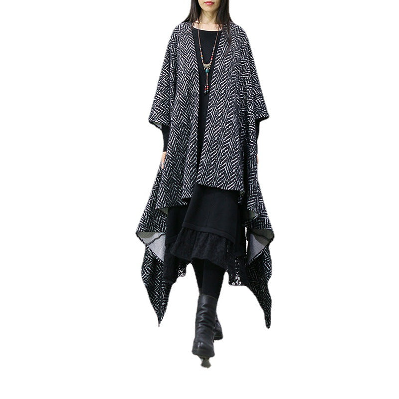 Retro Irregular Splicing Bat Sleeve Outwear