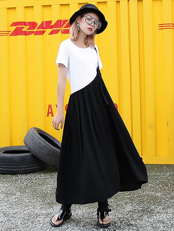 Loose Fashion Designed T-Shirt And Skirt Suits