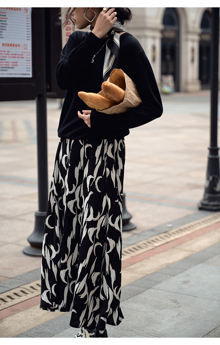 Vintage High Waist Floral Casual Skirt