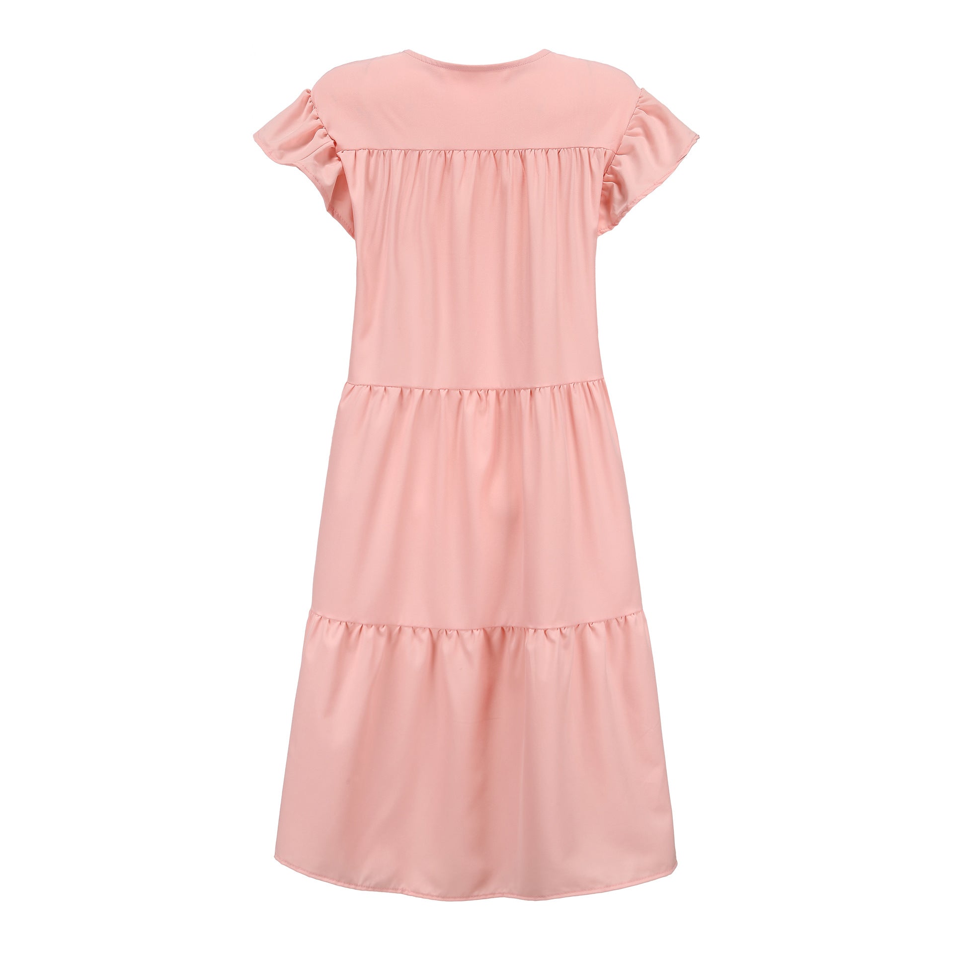 Solid Ruffled Casual Midi Dress