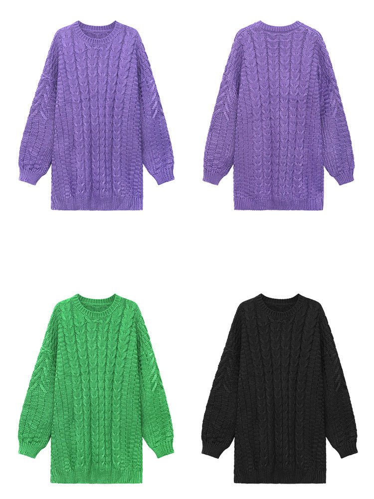 Simple Loose Solid Color Knitted Sweater