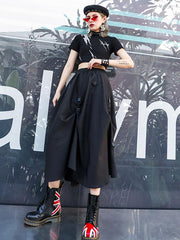 Black Loose Empire A-Line Skirt