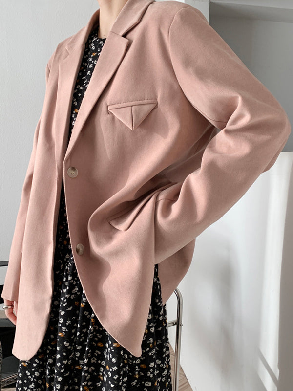 Retro Lapel Solid Color Suit Coats