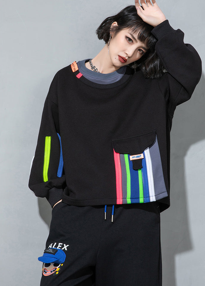 Women's Stitching Printed Long Sleeve Sweatshirt