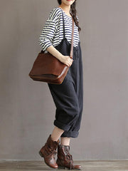 Black Lace-up With-pockets Jumpsuits