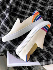 Rainbow Striped Print Casual Flat Shoes