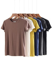 Solid Color Round Neck T-Shirt