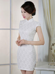 White Lace Short Cheongsam Dress