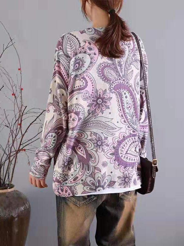 Vintage Multi-pattern Printed Sweater