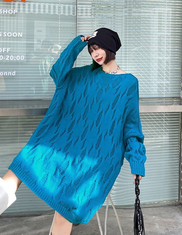 Loose Long Sleeve Solid Color Knitted Sweater