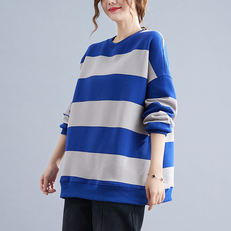 Loose Striped Thicken Sweatshirt