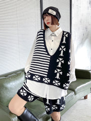 Knitted Vest With Casual Shorts Suit