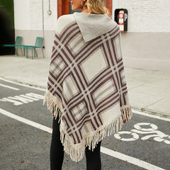 Casual Plaid Knitted Lapel Shawl Sweater