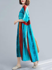 Loose Colorful Split-Joint Long Dress