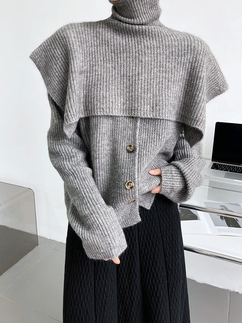 Cape Cape Cardigan Sweater Two-Piece Set