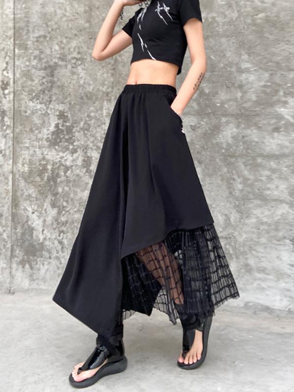 Casual Split-Joint Gauze A-Line Long Skirts