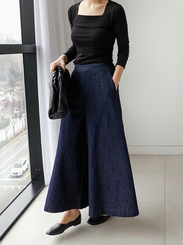 Loose Wide-Leg Empire Jean Pants