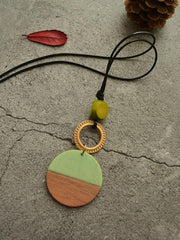 Simple Resin Round Ring Color-Block Necklace