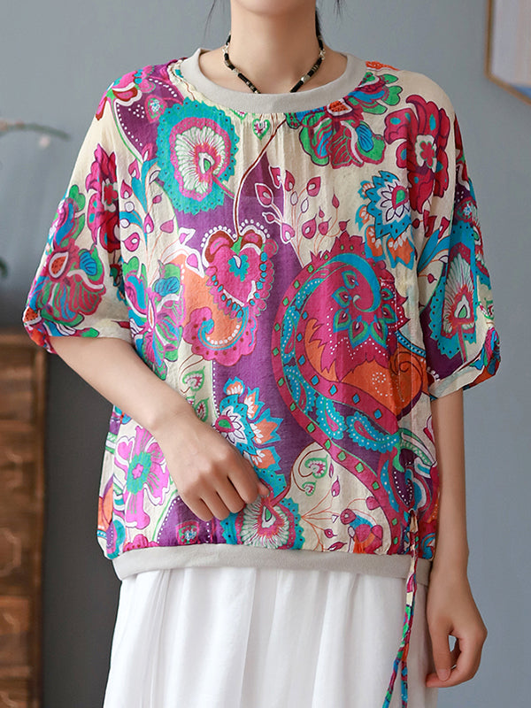 Round Neck Printed Half Sleeves T-Shirt