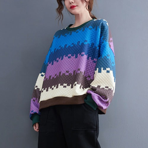 Loose Color-Block Splicing Sweatshit