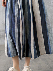 Loose Casual Wide Striped Colorful A-Line Skirt