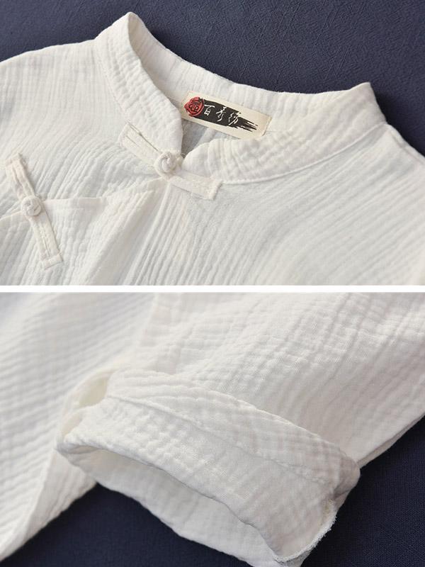 Vintage Solid Color Loose Button Bat Sleeve T-Shirt
