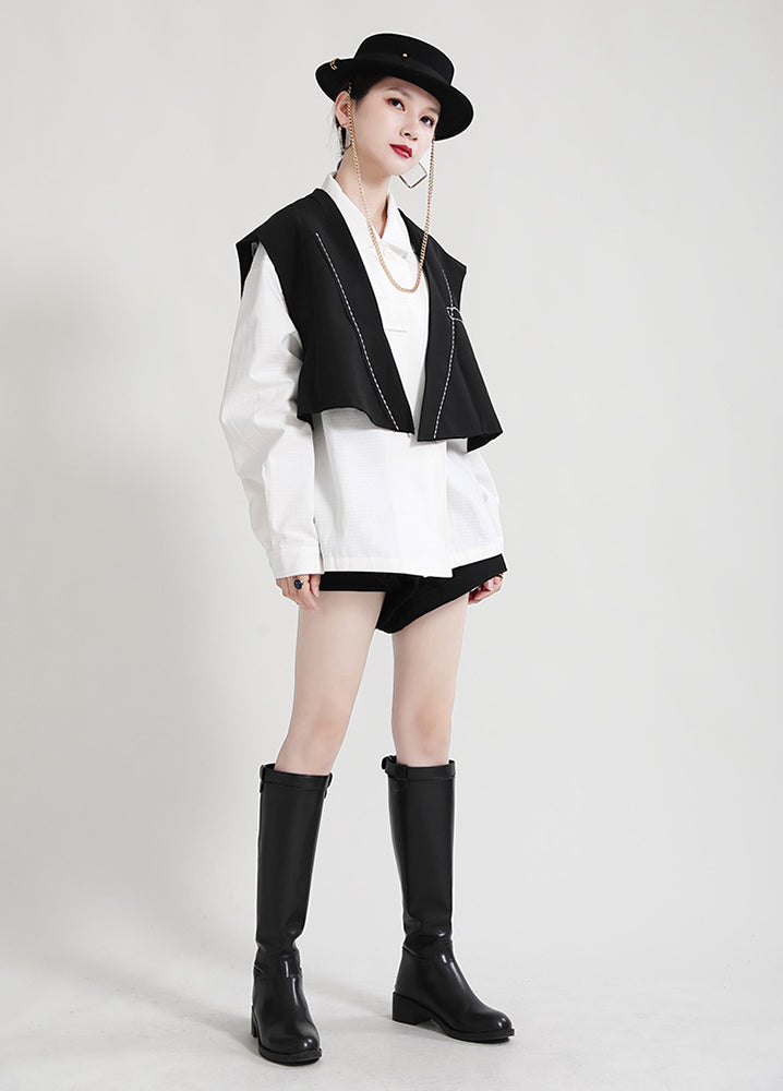 Casual Lapel Collar Irregular Design Long Sleeve Shirt