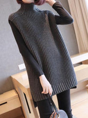 Casual High-Neck Sleeveless Knitwear