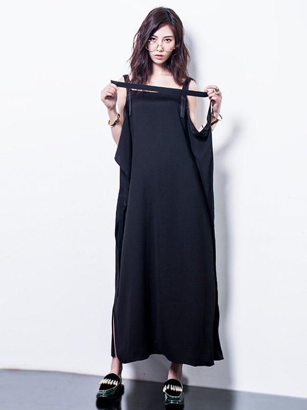 Women Solid Color Sleeveless Simple Loose Dress