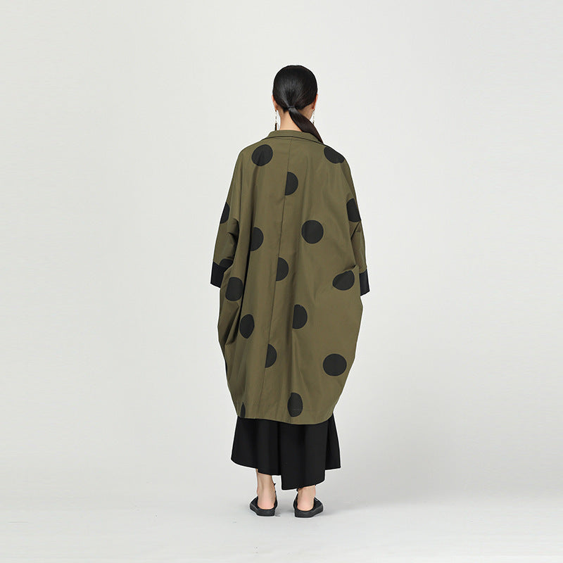 Retro Polka Dot Cloak Irregular Outwear